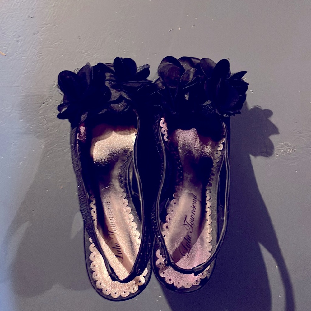 Black sequin high heels with peep toes
